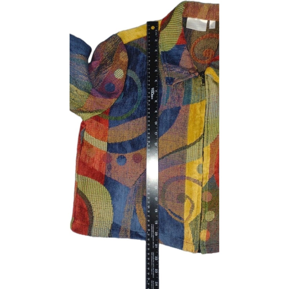 Heirloom Laguna Beach Co. Knitted Multi Color Mosaic Tapestry Jacket Women's LG - Picture 6 of 7